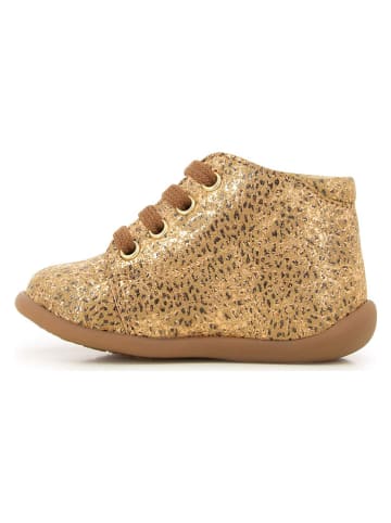 Pom D'api Skórzane botki w kolorze złotym