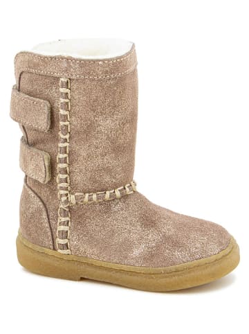 Pom D'api Leren enkellaarzen beige/goudkleurig