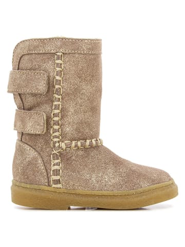 Pom D'api Leder-Stiefeletten in Beige/ Gold