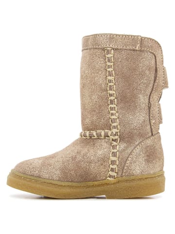 Pom D'api Leder-Stiefeletten in Beige/ Gold