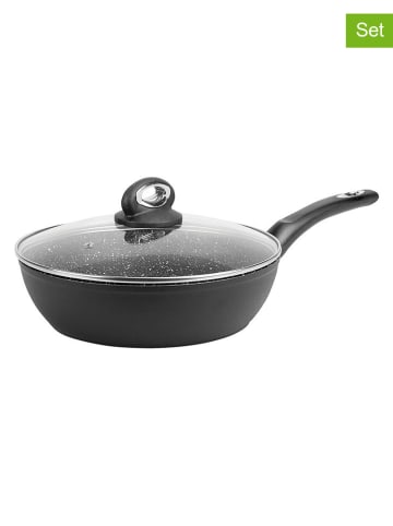 Sitram 2-delige set: zwenkpan ''Granite'' grijs - Ø 24 cm