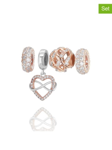 CHARM'S 4-delige set: rosévergulde beads en hanger