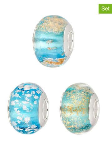 CHARM'S 3-delige set: zilveren beads met muranoglas