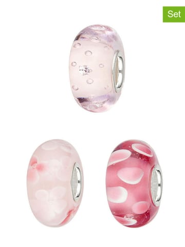 CHARM'S Srebrne charmsy (3 szt.) ze szkłem Murano