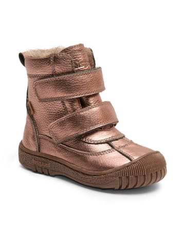 bisgaard Skórzane botki "Ellis" w kolorze różowozłotym