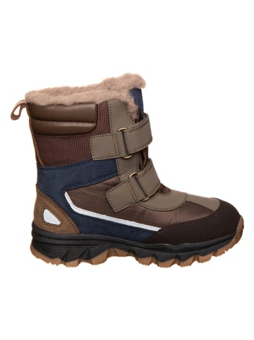 bisgaard Leder-Winterboots "Torben" in Braun/ Dunkelblau