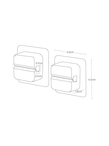Yamazaki Klipsy uniwersalne (2 szt.) "Tower" w kolorze białym - 4,5 x 4,5 x 1,8 cm
