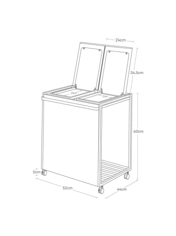 Yamazaki Abfall-Organizer "Tower" in Schwarz - (B)52 x (H)60 x (T)44 cm