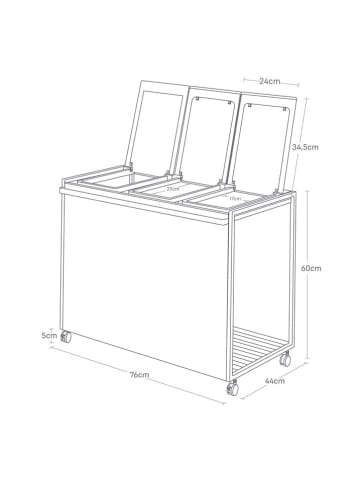 Yamazaki Abfall-Organizer "Tower" in Weiß - (B)76 x (H)60 x (T)44 cm