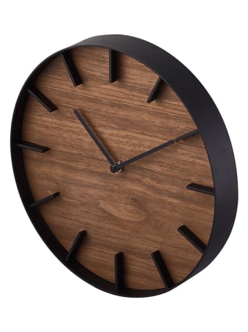 Yamazaki Wanduhr "Rin" in Schwarz/ Braun - Ø 26,5 cm