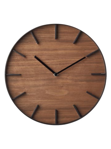 Yamazaki Wanduhr "Rin" in Schwarz/ Braun - Ø 26,5 cm