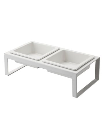 Yamazaki Miski w kolorze białym dla zwierząt - 29 x 10 x 15,5 cm