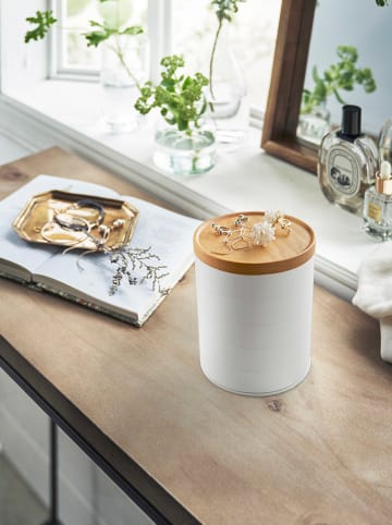 Yamazaki Pudełko "Tosca" w kolorze biało-jasnobrązowym - wys. 12,5 x Ø 10 cm