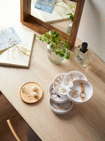 Yamazaki Aufbewahrungsbox ''Tosca'' in Weiß/ Hellbraun - (H)12,5 x Ø 10 cm