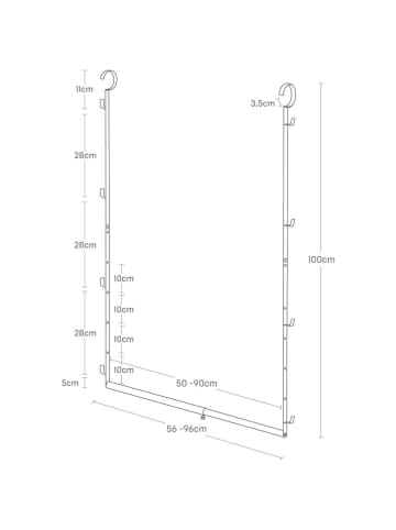 Yamazaki Kleiderschrankregal "Smart" in Schwarz - (B)56 x (H)100 cm