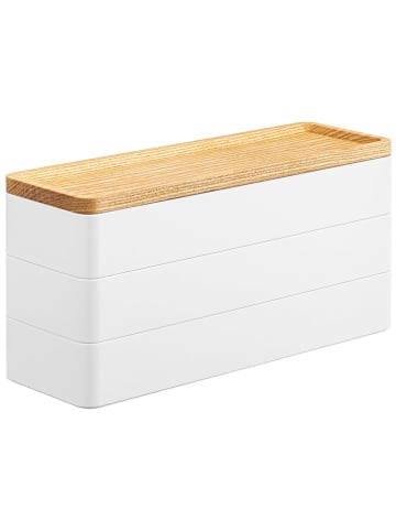Yamazaki Aufbewahrungsbox ''Rin'' in Weiß/ Hellbraun - (B)24 x (H)11,5 x (T)8 cm