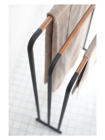 Yamazaki Badetuchhalter "Plain" in Schwarz - (B)70 x (H)83 x (T)19 cm