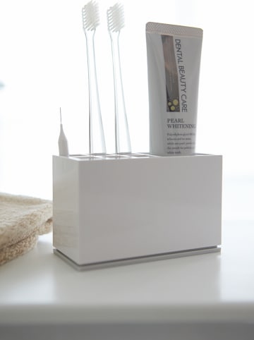 Yamazaki Pojemnik "Mist" w kolorze białym na szczoteczki do zębów - 11 x 7 x 5 cm