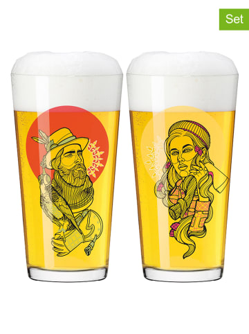 RITZENHOFF 2er-Set: Gläser "Farbknall" in Schwarz/ Bunt - 432 ml