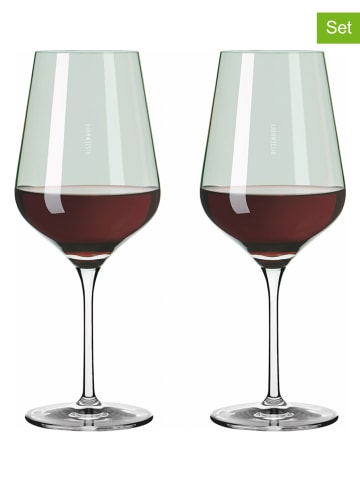 RITZENHOFF 2-delige set: rodewijnglazen "Fjordlicht" groen - 570 ml