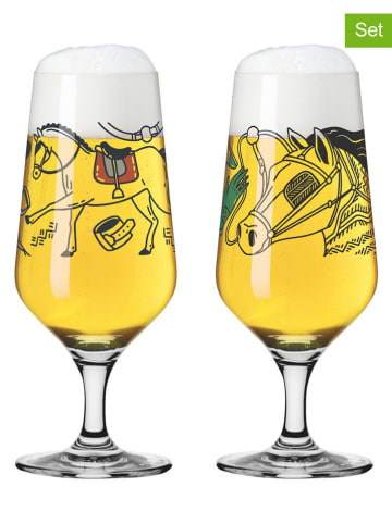 RITZENHOFF 2er-Set: Pilsgläser "Reitgold" in Schwarz/ Rot - 330 ml