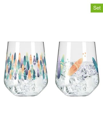 RITZENHOFF 2-delige set: ginglazen "Wanderlust" groen/paars - 700 ml