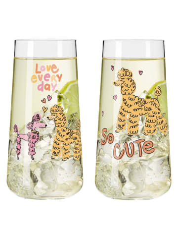 RITZENHOFF Szklanki (2 szt.) "Petfluencer" w kolorze jasnoróżowo-żółtym - 600 ml