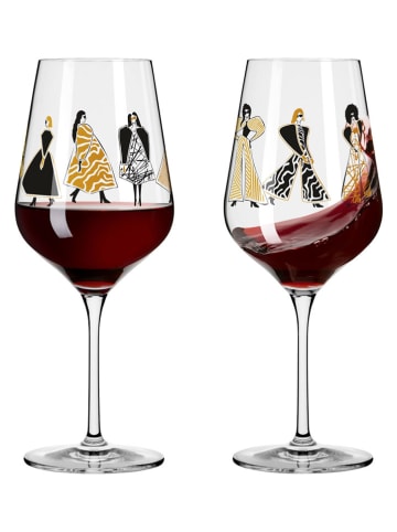 RITZENHOFF 2er-Set: Rotweingläser "Online Fashion" in Schwarz/ Hellbraun - 500 ml