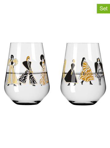 RITZENHOFF 2-delige set: waterglazen "Online Fashion" zwart/lichtbruin - 500 ml