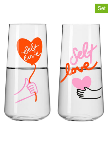 RITZENHOFF 2-delige set: glazen "Self-Care" rood/lichtroze - 500 ml