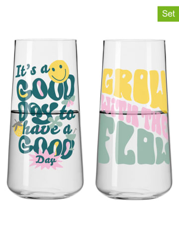 RITZENHOFF 2-delige set: glazen "Self-Care" geel/groen - 500 ml