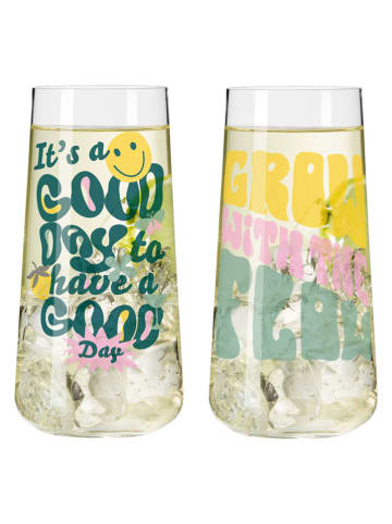 RITZENHOFF 2-delige set: glazen "Self-Care" geel/groen - 500 ml