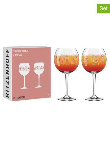 RITZENHOFF Kieliszki (2 szt.) w kolorze jasnoróżowo-zielonym do koktajli - 655 ml