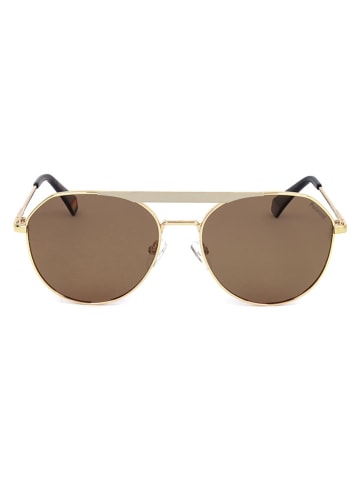Polaroid Okulary przeciwsłoneczne unisex w kolorze złoto-brązowym