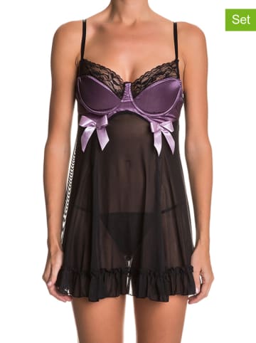 INTIMAX 2tlg. Wäsche-Set in Schwarz/ Lila