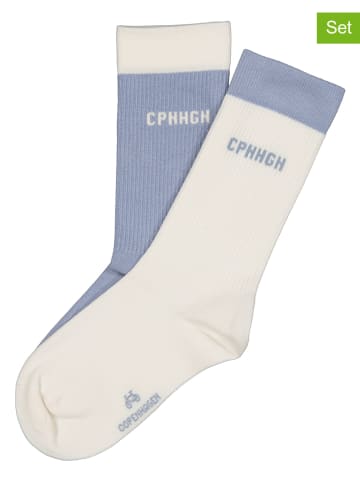 Copenhagen Studios 2er-Set: Tennissocken in Weiß/ Hellblau