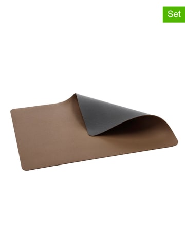 Bitz 4-delige set: placemats bruin/antraciet