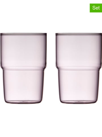 Lyngby Glas 2-delige set: drinkglazen lichtroze - 400 ml