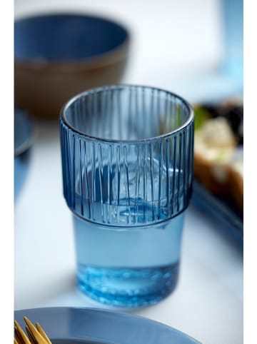 Lyngby Glas 4er-Set: Kaffeegläser "Kusintha" in Blau - 380 ml