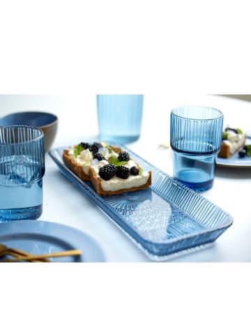 Lyngby Glas Serveerplaat "Kusintha" blauw - (B)38 x (H)14 x (D)3 cm