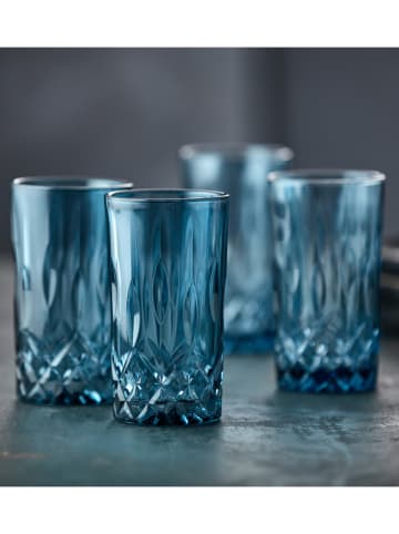 Bitz 4-delige set: glazen "Sorrento" blauw - 380 ml