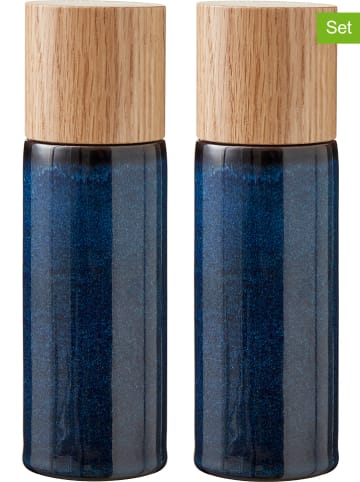 Bitz 2-delige set: kruidenmolens donkerblauw - (H)17 cm