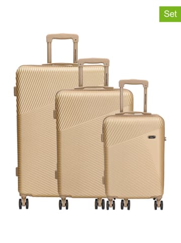 Beagles 3tlg. Hardcase-Trolleyset "Beagles" in Gold