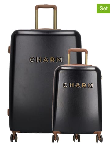 Charm 2-delige hardcase-trolleyset zwart