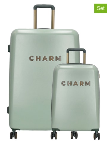 Charm 2-delige hardcase-trolleyset groen