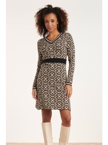 Smashed Lemon Strickkleid in Creme/ Schwarz