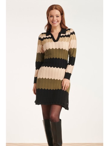 Smashed Lemon Strickkleid in Schwarz/ Beige/ Hellbraun