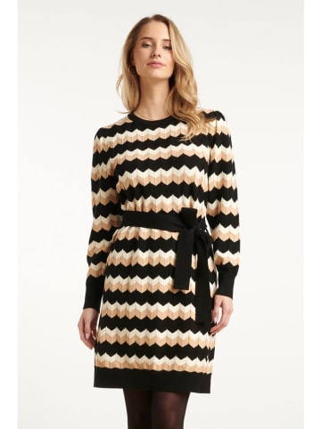 Smashed Lemon Strickkleid in Beige/ Schwarz