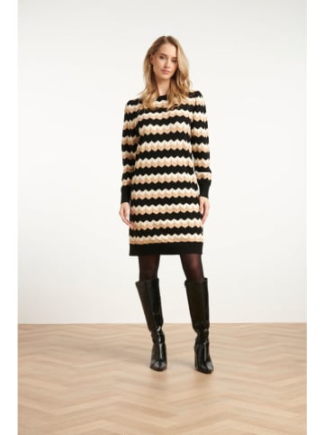Smashed Lemon Strickkleid in Beige/ Schwarz