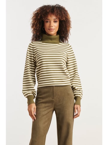 Smashed Lemon Sweter w kolorze oliwkowo-kremowym